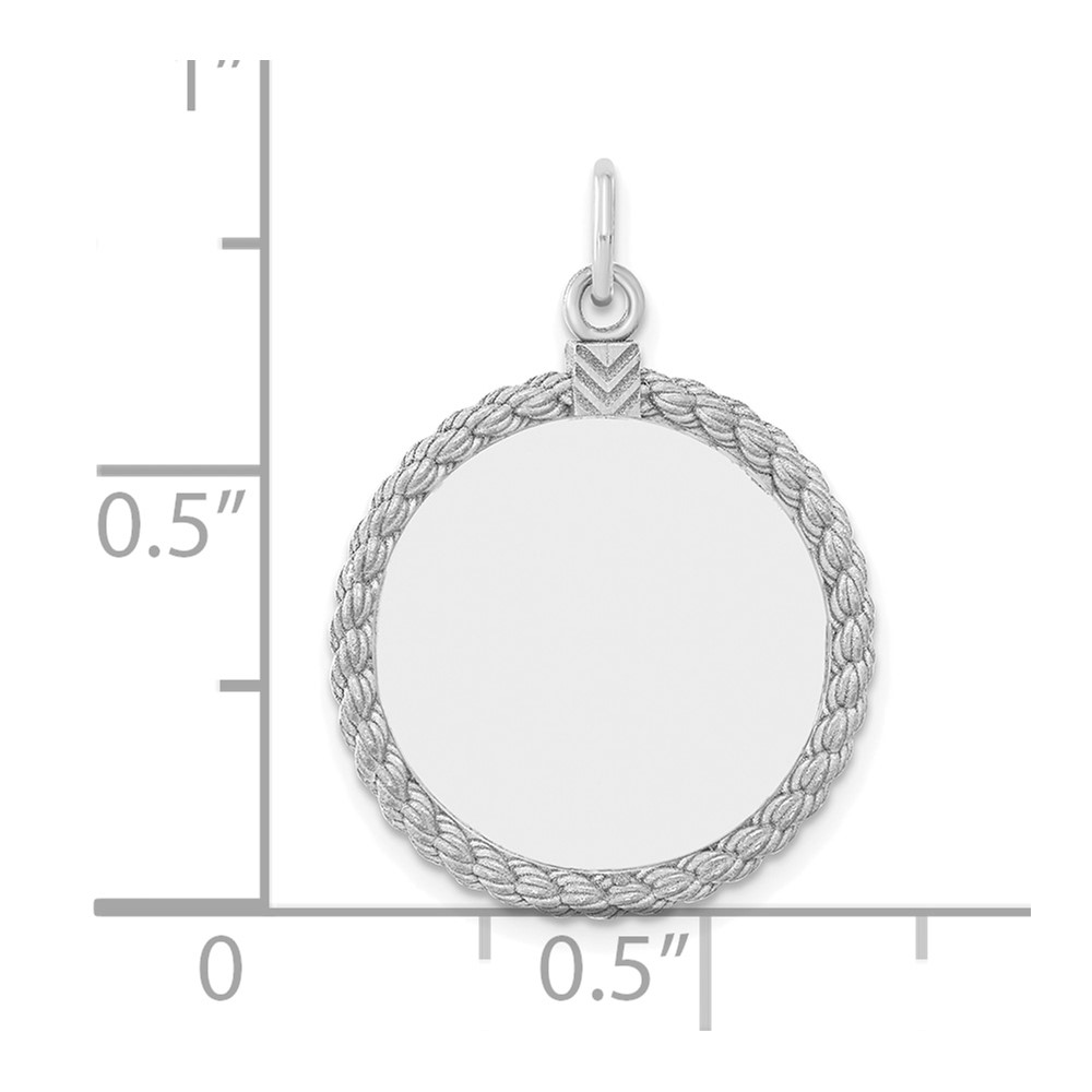 SS Rh-plt Engraveable Round with Rope Polished Front/Satin Back Disc (QM385/18)