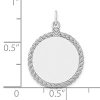 SS Rh-plt Engraveable Round with Rope Polished Front Satin Back Disc view 4