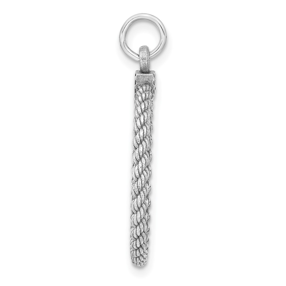 Sterl Silver Rh-plt Engraveable Round with Rope Polished Front/Back Disc (QM385/18P)