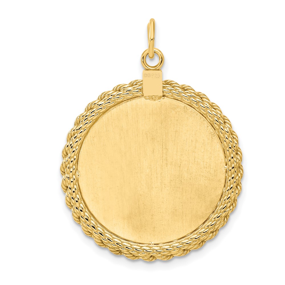 Sterling Silver GP Engraveable Round with Rope Polished Disc (QM386G/18)