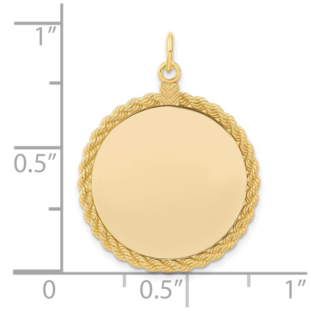 Sterling Silver GP Engraveable Round with Rope Polished Disc (QM386G/18)