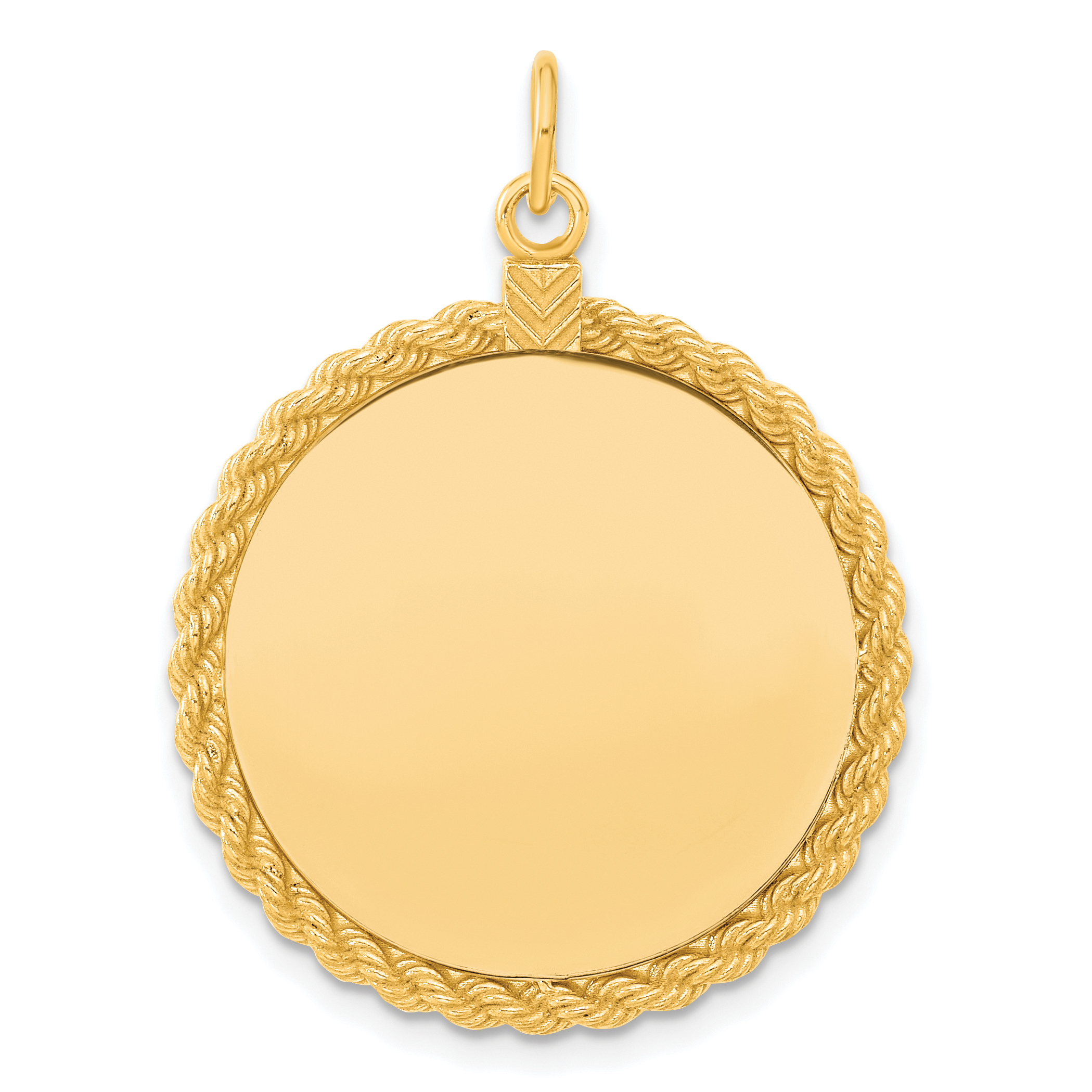 Sterling Silver GP Engraveable Round with Rope Polished Disc (QM386G/18)