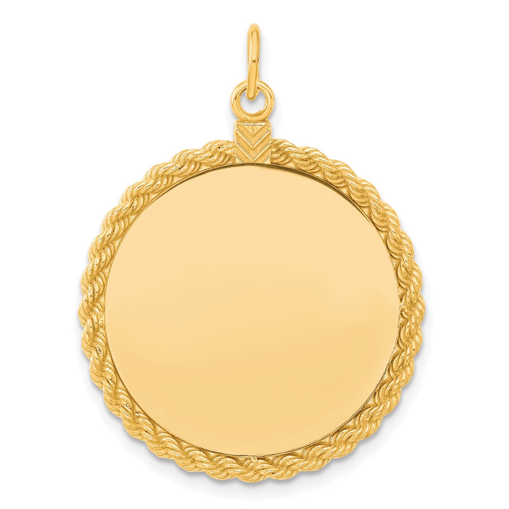 Sterling Silver GP Engraveable Round with Rope Polished Disc (QM386G/18)