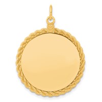Sterling Silver GP Engraveable Round with Rope Polished Disc view 1