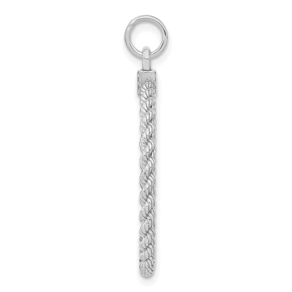 SS Rh-plt Engraveable Round with Rope Polished Front/Satin Back Disc (QM386/18)