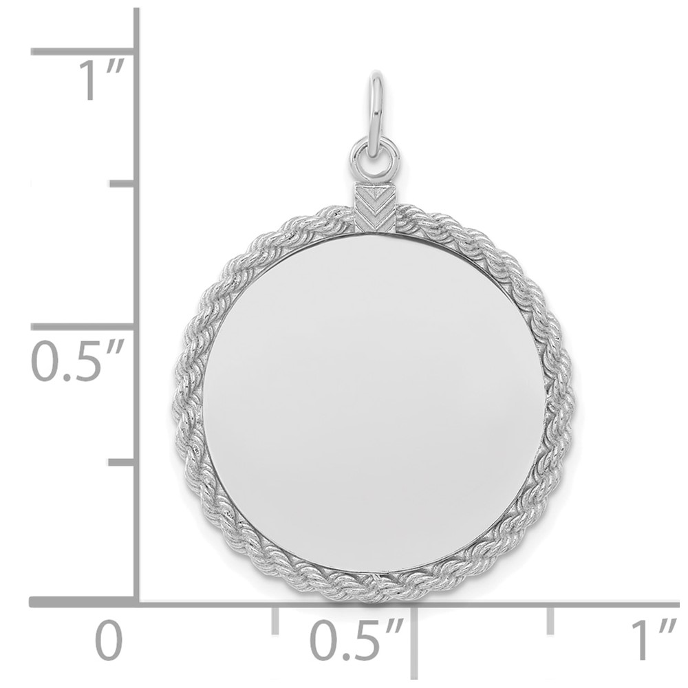 SS Rh-plt Engraveable Round with Rope Polished Front/Satin Back Disc (QM386/18)