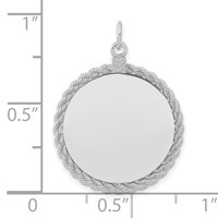 SS Rh-plt Engraveable Round with Rope Polished Front Satin Back Disc view 4