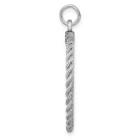 Sterl Silver Rh-plt Engraveable Round with Rope Polished Front Back Disc view 2