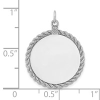 Sterl Silver Rh-plt Engraveable Round with Rope Polished Front Back Disc view 4