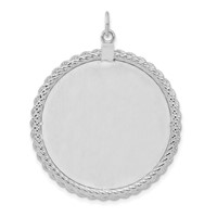 SS Rh-plt Engraveable Round with Rope Polished Front Satin Back Disc view 3