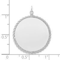 SS Rh-plt Engraveable Round with Rope Polished Front Satin Back Disc view 4
