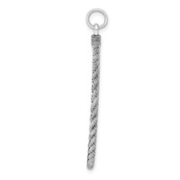Sterl Silver Rh-plt Engraveable Round with Rope Polished Front Back Disc view 2