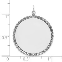 Sterl Silver Rh-plt Engraveable Round with Rope Polished Front Back Disc view 4