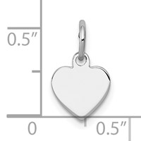 Sterling Silver Rh-plt Engraveable Heart Polished Front Back Disc Charm view 3