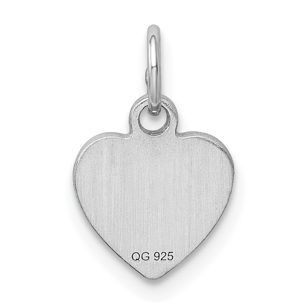 Sterling Silver Rh-plt Engraveable Heart Polished Front/Back Disc Charm (QM389/27P)