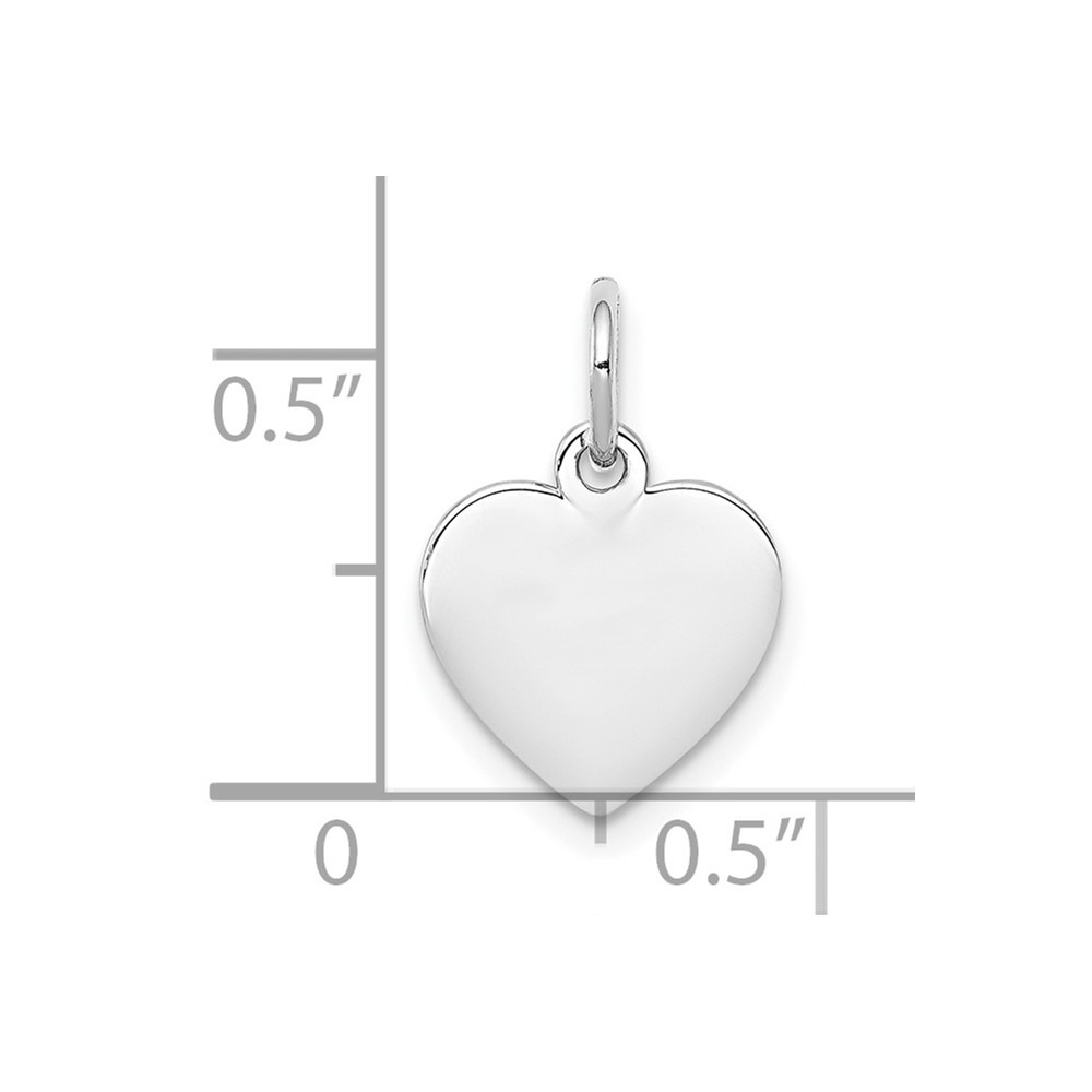 Sterling Silver Rh-plt Engraveable Heart Polished Front/Back Disc Charm (QM389/27P)