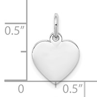 Sterling Silver Rh-plt Engraveable Heart Polished Front Back Disc Charm view 3