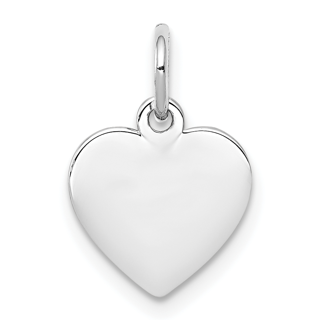 Sterling Silver Rh-plt Engraveable Heart Polished Front/Back Disc Charm (QM389/18P)