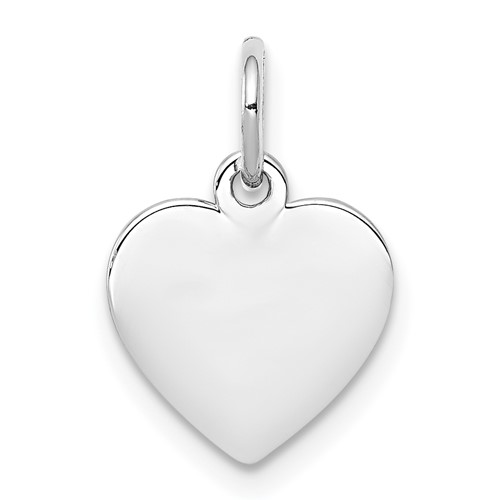 Sterling Silver Rh-plt Engraveable Heart Polished Front Back Disc Charm