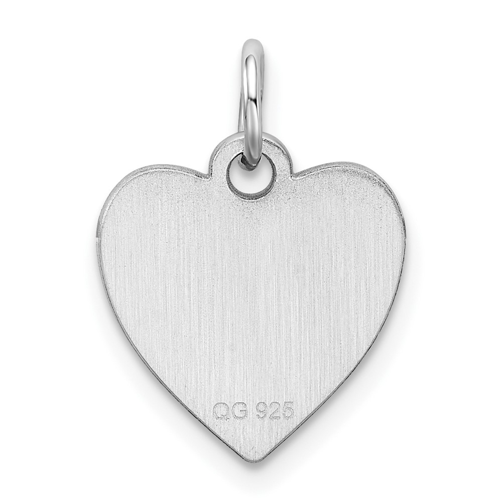 Sterling Silver Rhod-plated Eng. Heart Polish Front/Satin Back Disc Charm (QM390/50)