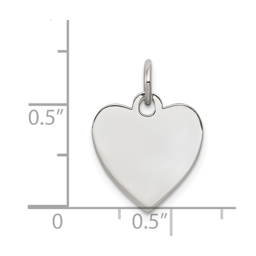 Sterling Silver Rhod-plated Eng. Heart Polish Front/Satin Back Disc Charm (QM390/50)