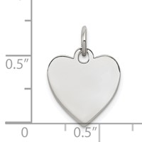 Sterling Silver Rh-plt Engraveable Heart Polished Front Back Disc Charm view 3