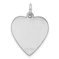 SS Rh-plt Engraveable Heart Polished Front Satin Back Disc Charm view 4
