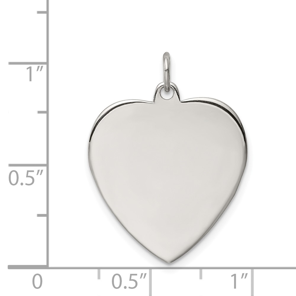 Sterling Silver Rhod-plated Eng. Heart Polish Front/Satin Back Disc Charm (QM393/50)