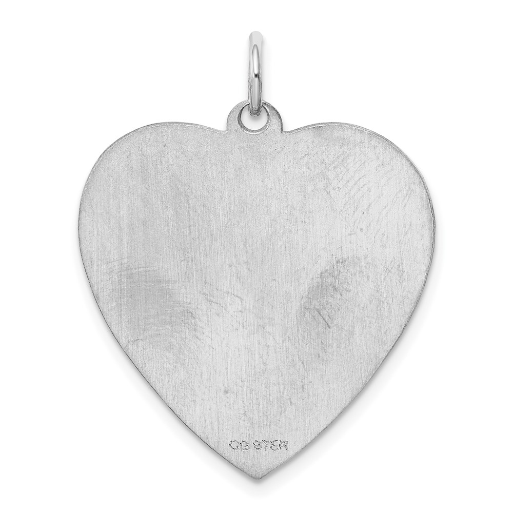 Sterling Silver Rhod-plated Eng. Heart Polish Front/Satin Back Disc Charm (QM394/50)