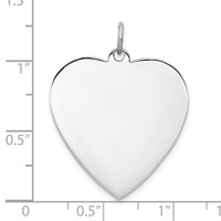 SS Rh-plt Engraveable Heart Polished Front Satin Back Disc Charm view 3
