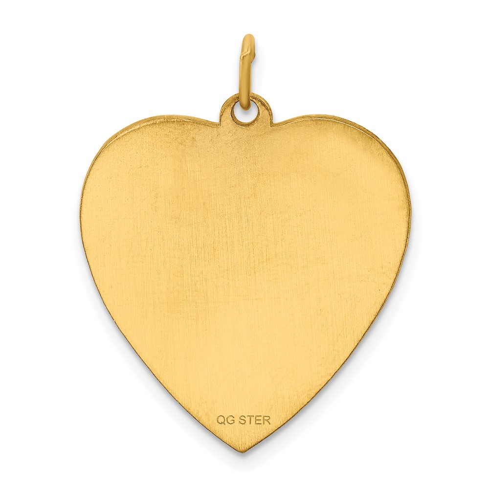Sterling Silver GP Engraveable Heart Polished Disc Charm (QM394G/50)
