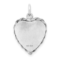 Sterling Silver Rh-plt Engraveable Heart Polished Front Back Disc Charm view 4