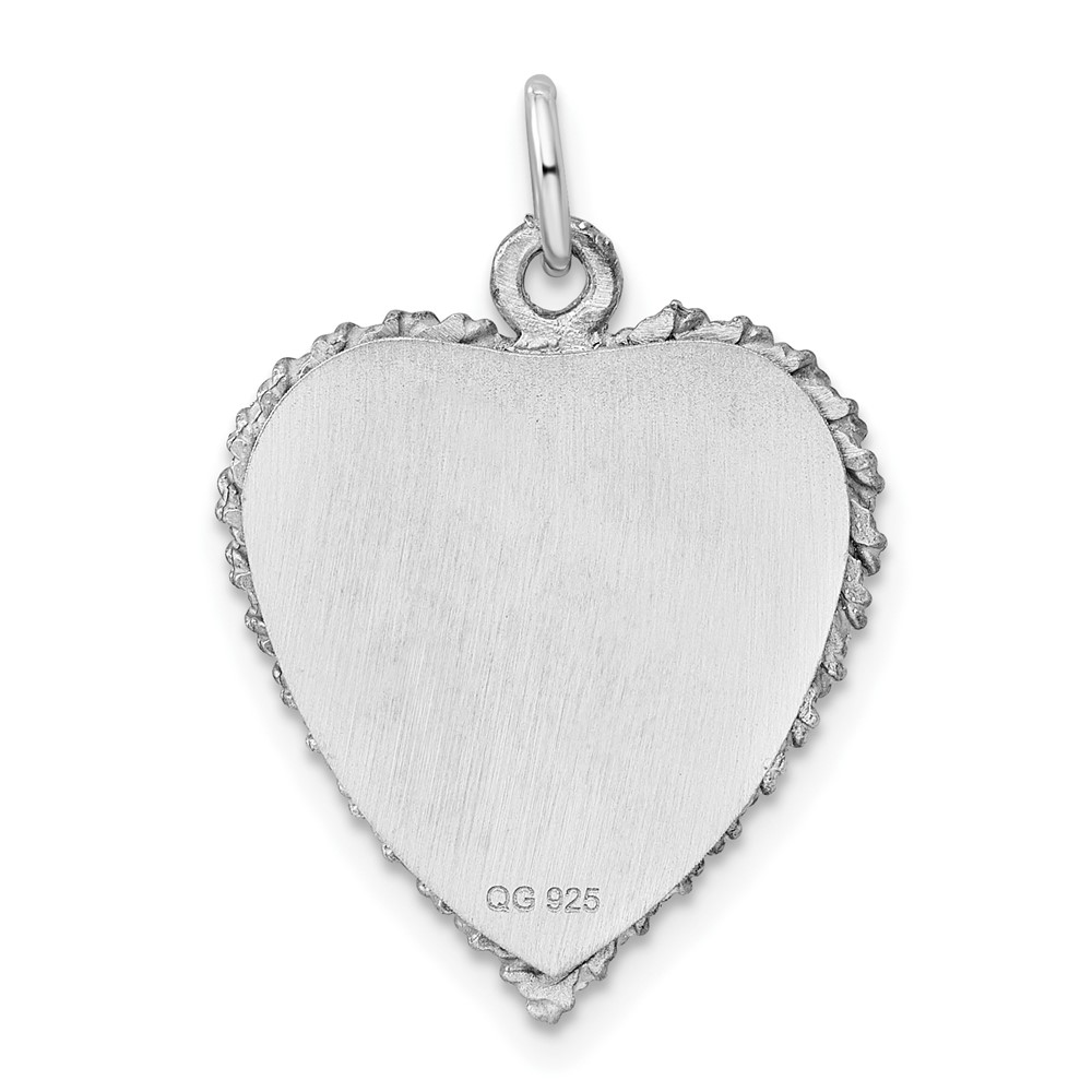 SS Rh-plt Engraveable Heart Polished Front/Satin Back Disc Charm (QM396/18)