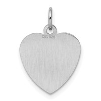 SS Rh-plt Engraveable Heart Polished Front Satin Back Disc Charm view 4