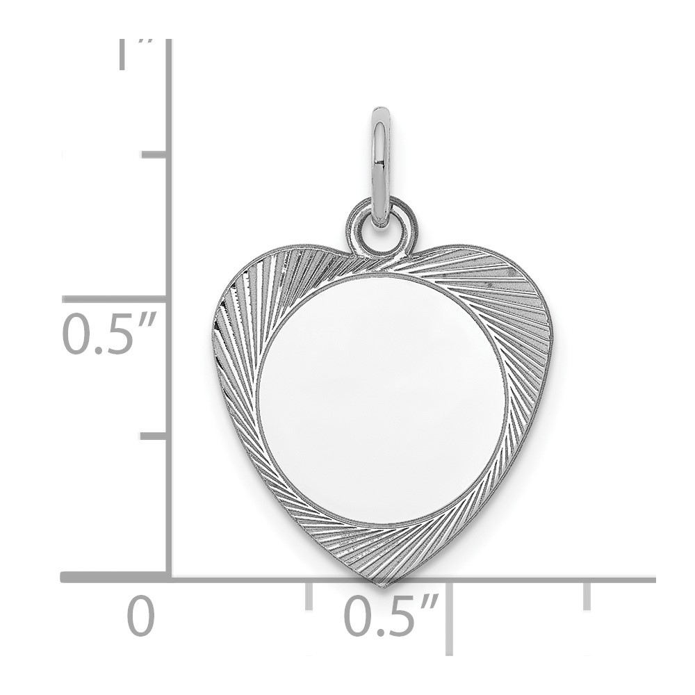 SS Rh-plt Engraveable Heart Polished Front/Satin Back Disc Charm (QM397/18)