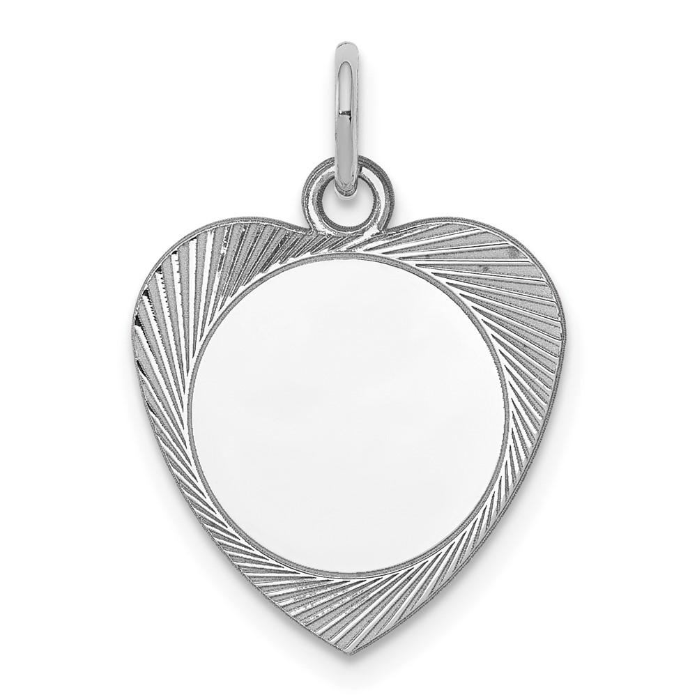 SS Rh-plt Engraveable Heart Polished Front/Satin Back Disc Charm (QM397/18)
