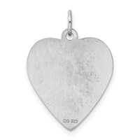 SS Rh-plt Engraveable Heart Polished Front Satin Back Disc Charm view 4