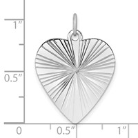SS Rh-plt Engraveable Heart Polished Front Satin Back Disc Charm view 3