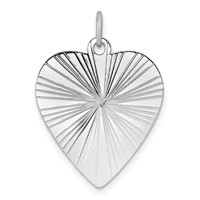 SS Rh-plt Engraveable Heart Polished Front Satin Back Disc Charm view 1