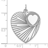 Sterling Silver Rhodium-plated Engraveable Heart Disc Charm view 3