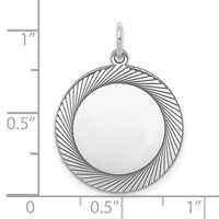 SS Rh-plt Engraveable Round Polished Front Satin Back Disc Charm view 3