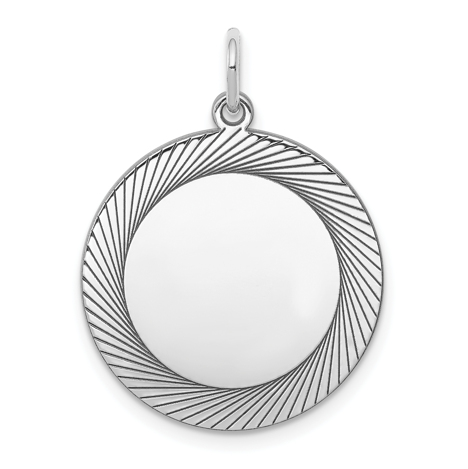 SS Rh-plt Engraveable Round Polished Front/Satin Back Disc Charm (QM405/27)