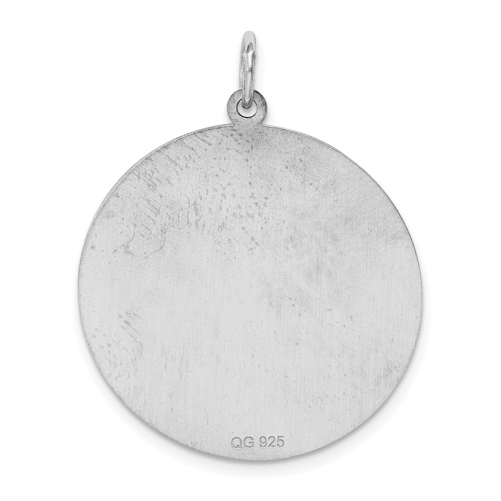 SS Rh-plt Engraveable Round Polished Front/Satin Back Disc Charm (QM406/27)