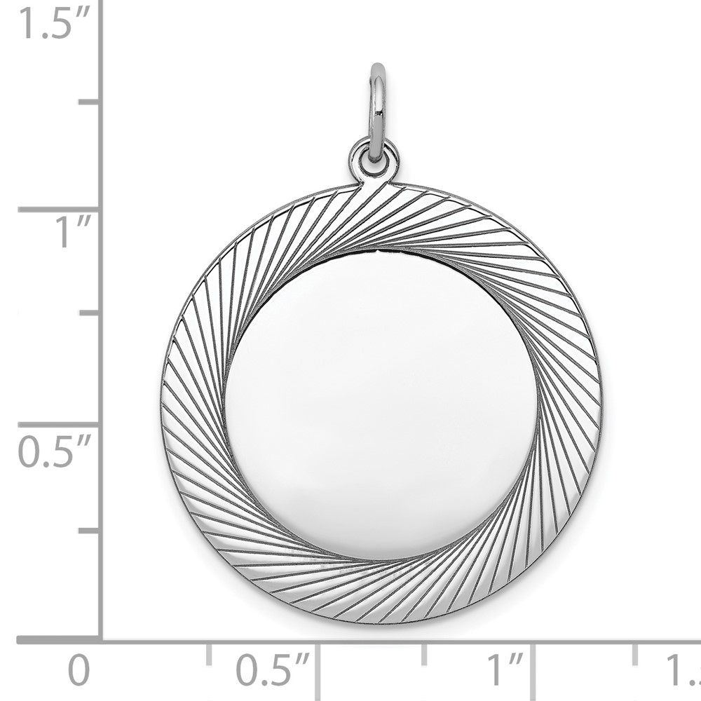 SS Rh-plt Engraveable Round Polished Front/Satin Back Disc Charm (QM406/27)