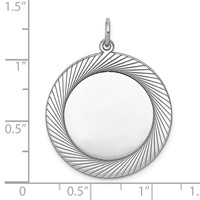 SS Rh-plt Engraveable Round Polished Front Satin Back Disc Charm view 3