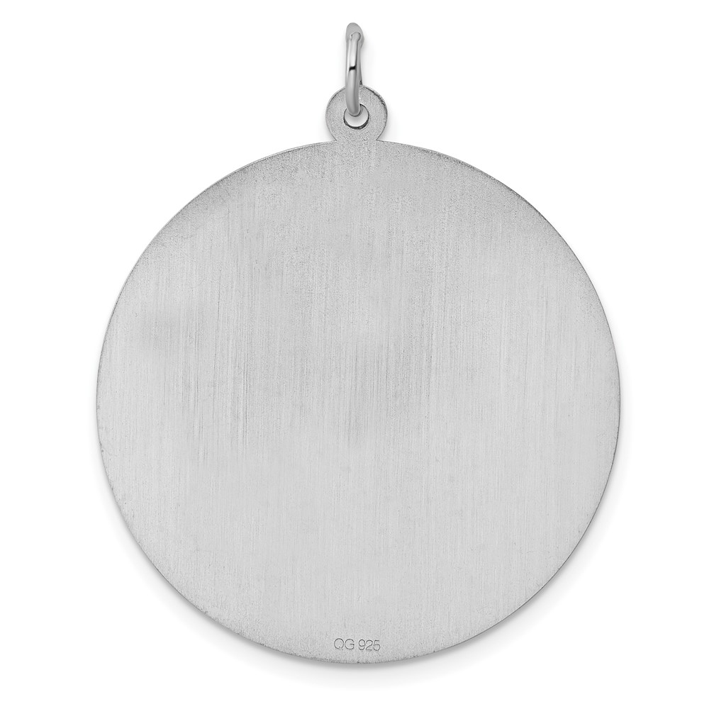SS Rh-plt Engraveable Round Polished Front/Satin Back Disc Charm (QM407/27)