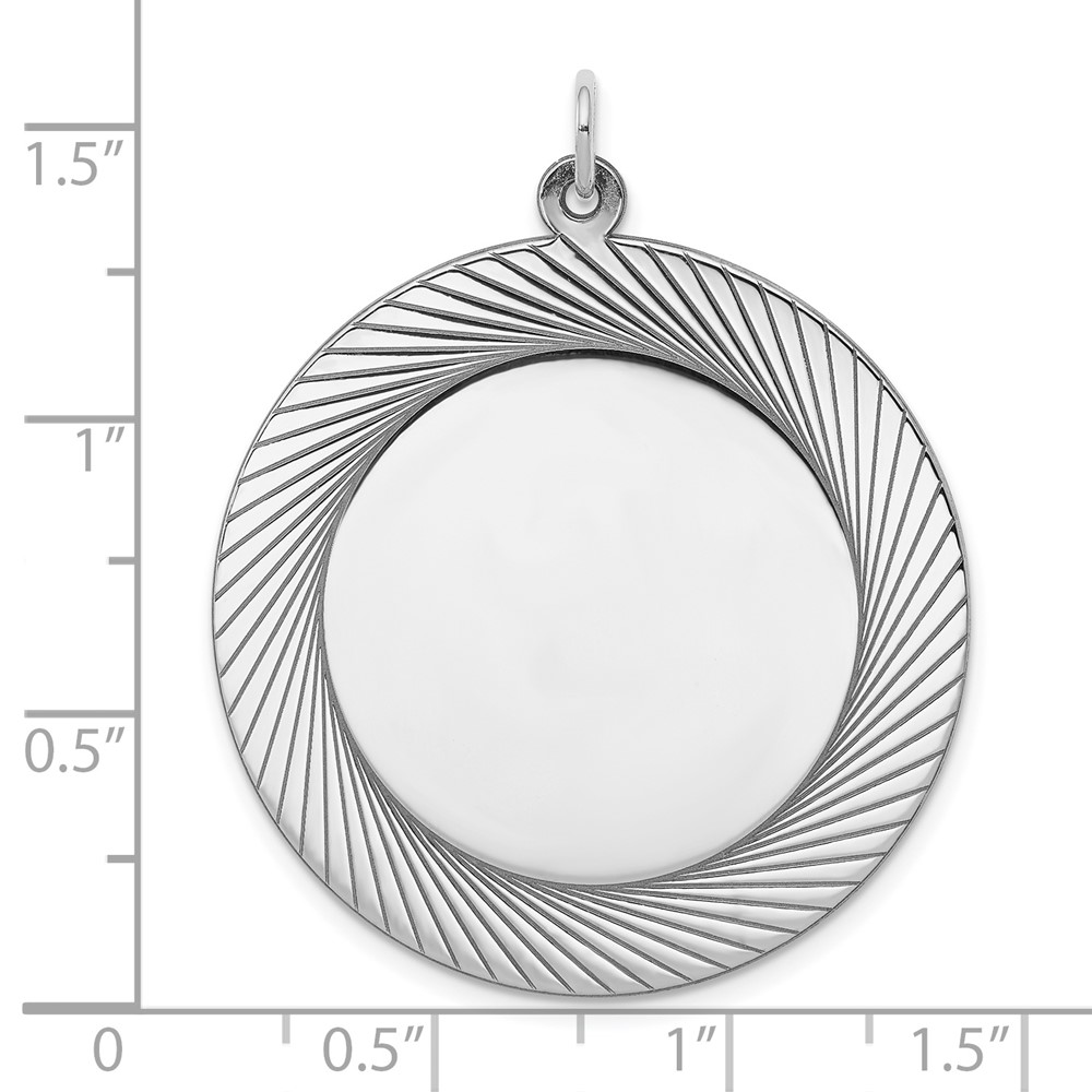 SS Rh-plt Engraveable Round Polished Front/Satin Back Disc Charm (QM407/27)