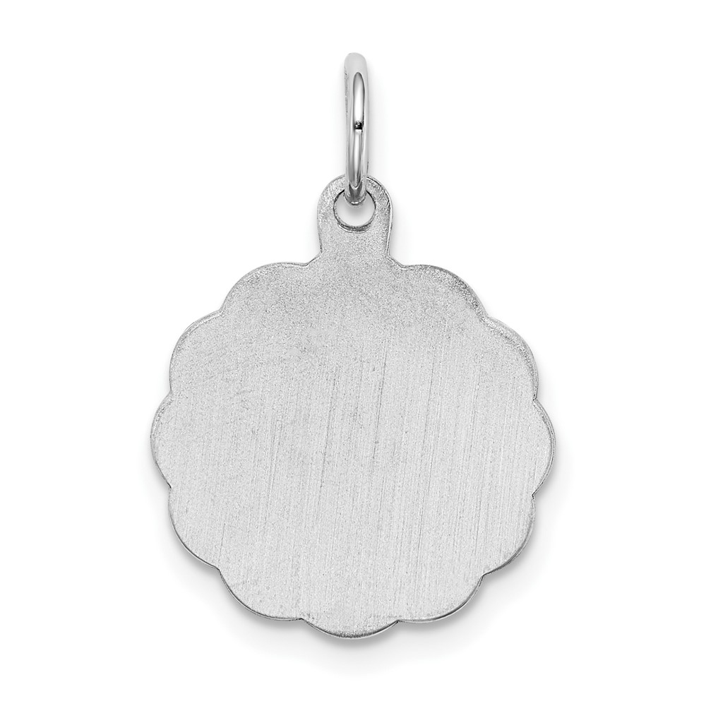 Sterling Silver Rh-plt Engraveable Polished Front/Satin Back Disc Charm (QM409/18)