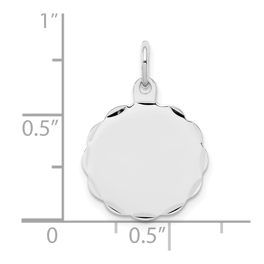 Sterling Silver Rh-plt Engraveable Polished Front/Satin Back Disc Charm (QM409/18)
