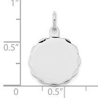 Sterling Silver Rh-plt Engraveable Polished Front Satin Back Disc Charm view 3